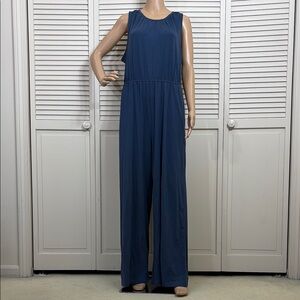 NWT Pact Blue Wide Leg Jumpsuit Organic Cotton Blend XL